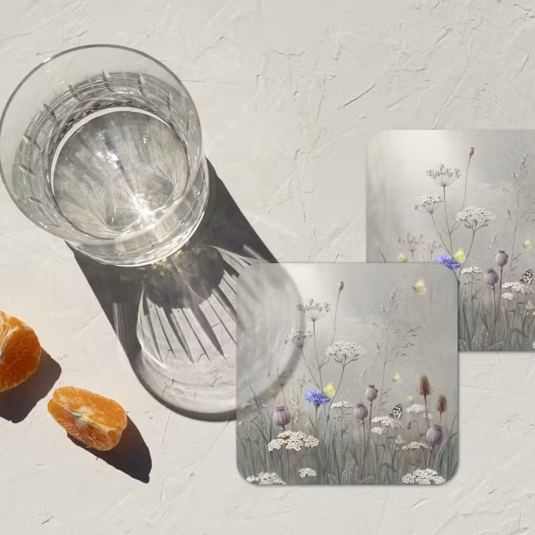 Onderzetter - Vlinders - Wildbloemen - Illustratie - Kleurrijk — 2