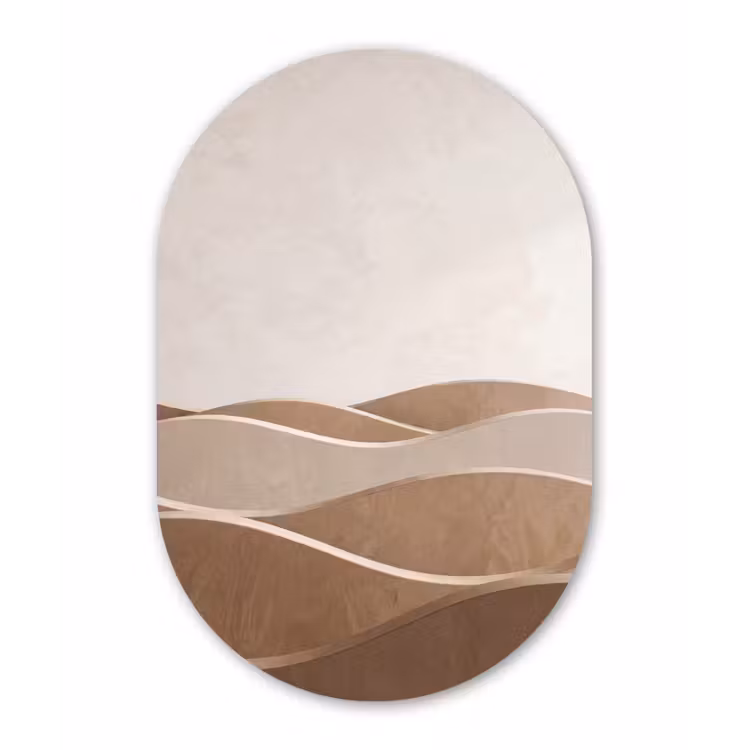 Muurovaal aluminium - Abstract - Golven - Modern - Beige — 1