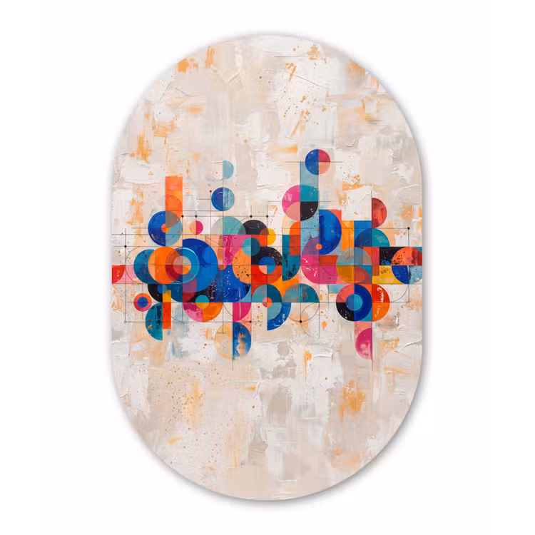 Muurovaal aluminium - Kunst - Geometrisch - Abstract - Kleurrijk — 1