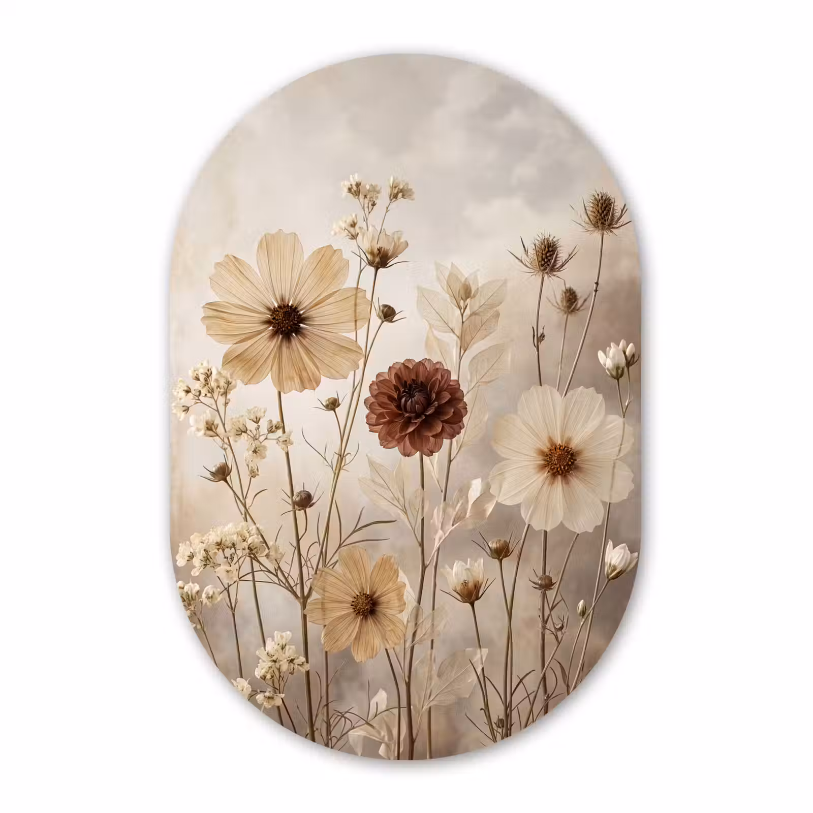 Muurovaal aluminium - Wilde bloemen - Botanisch - Vintage - Natuur - Rustiek — 1
