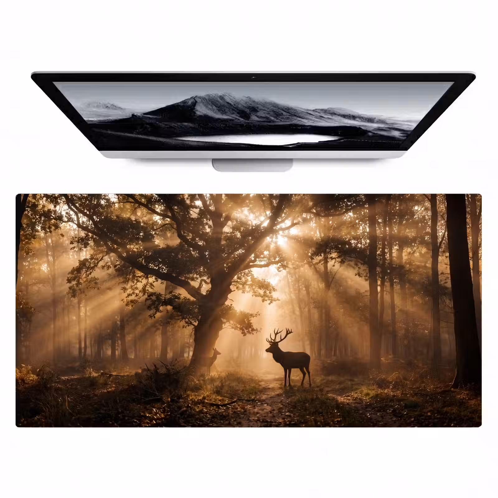 Bureau onderlegger - Hert - Bos - Mistig - Natuur - Goud — 1