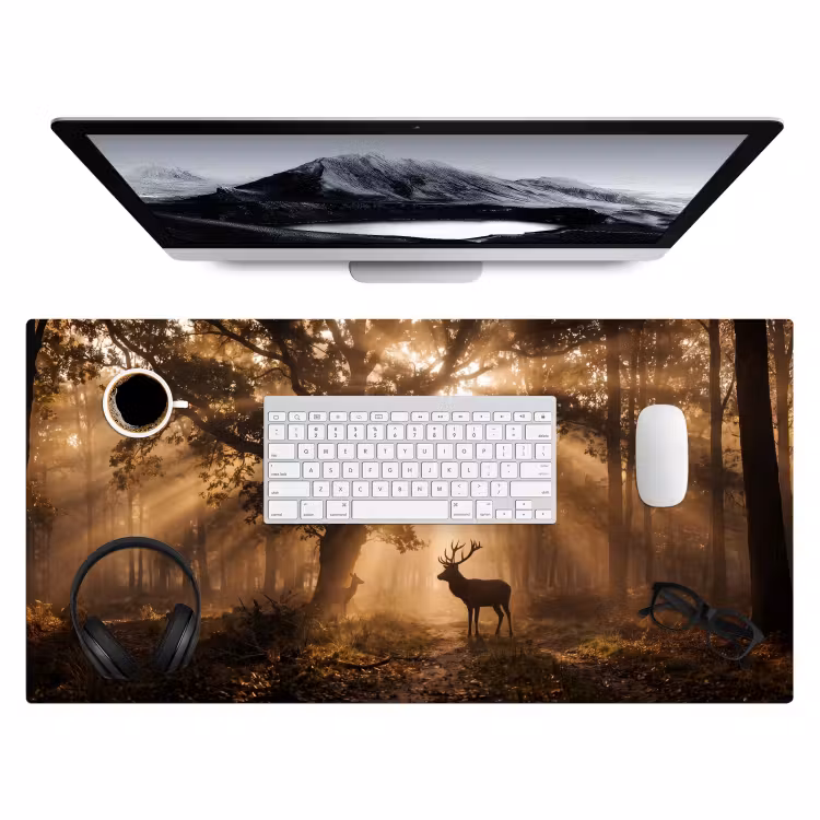Bureau onderlegger - Hert - Bos - Mistig - Natuur - Goud — 4