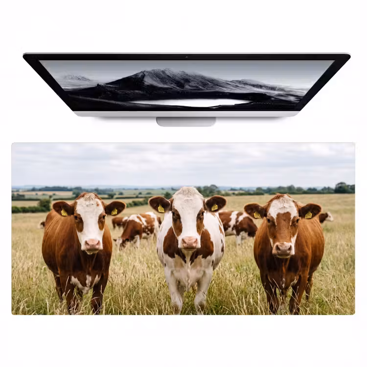 Bureau onderlegger - Koeien - Portret - Weide - Boerderij - Nieuwsgierig