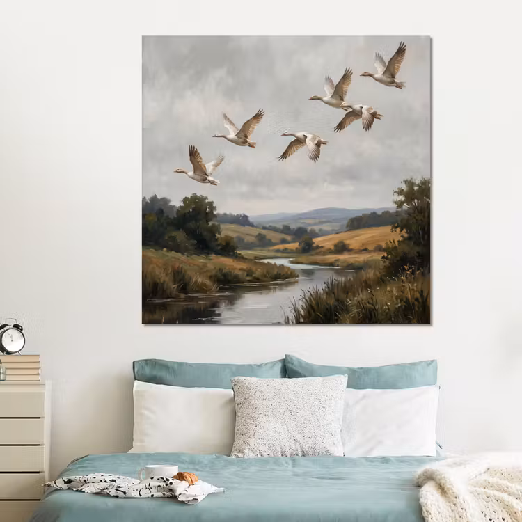 Forex - Eenden - Rivier - Landschap - Vlucht - Nostalgisch — 2