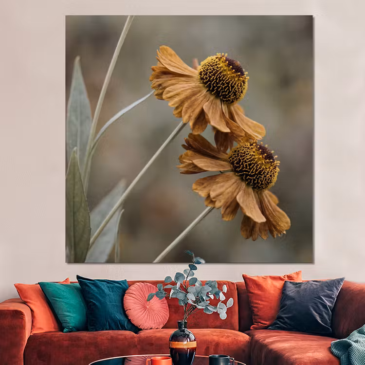 Forex - Zonnehoed - Droogbloemen - Geel - Warm — 3