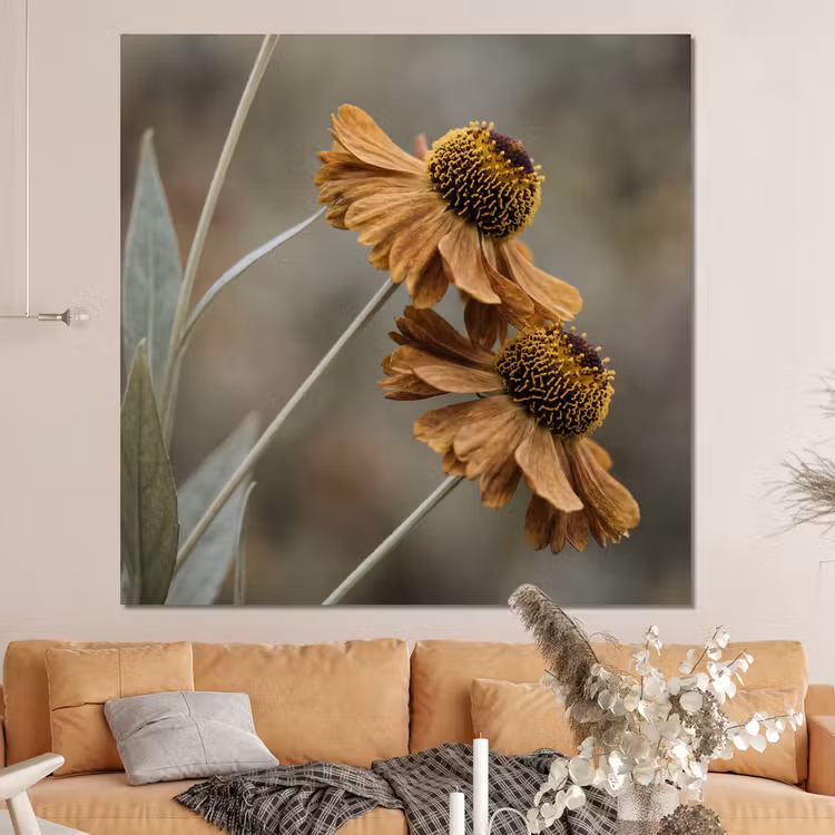 Forex - Zonnehoed - Droogbloemen - Geel - Warm — 4