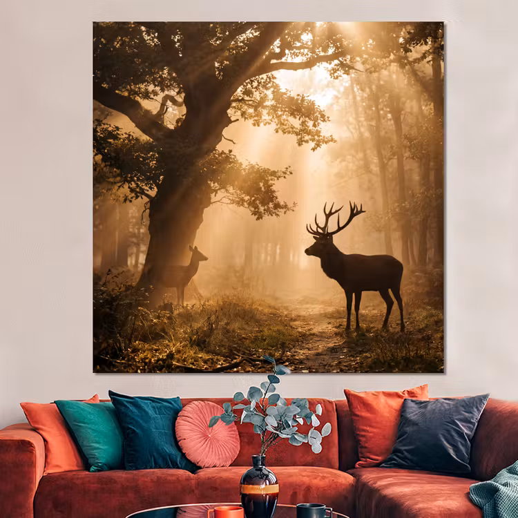Forex - Hert - Bos - Mistig - Natuur - Goud — 3