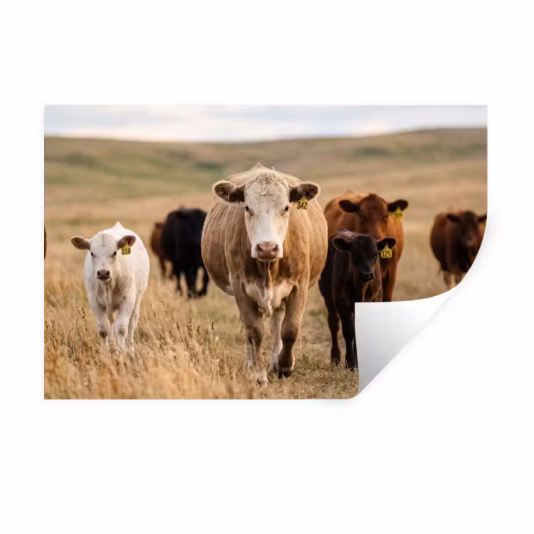 Muursticker - Runderen - Kudde - Landschap - Weide - Rustig