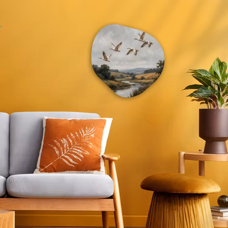 Organisch schilderij - Forex - Eenden - Rivier - Landschap - Vlucht - Nostalgisch — 3