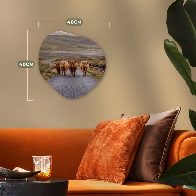 Organisch schilderij - Forex - Schotse Hooglanders - Weg - Landschap - Kudde — 4