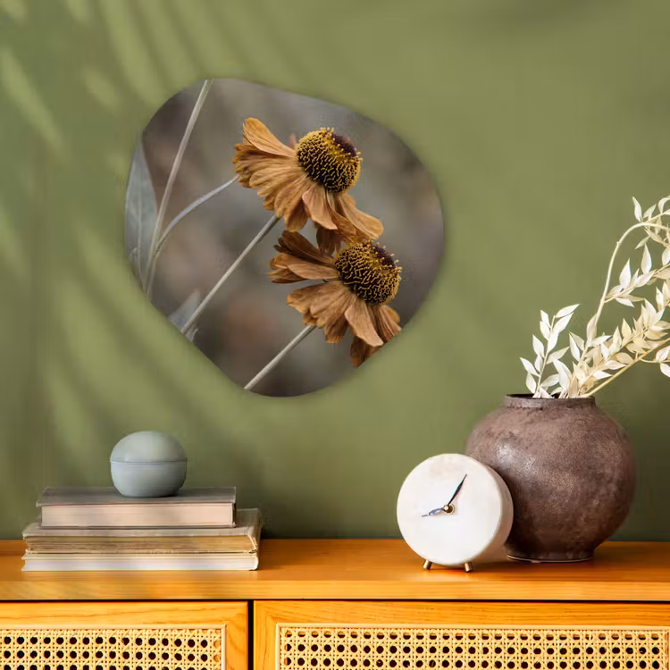 Organisch schilderij - Forex - Zonnehoed - Droogbloemen - Geel - Warm — 2