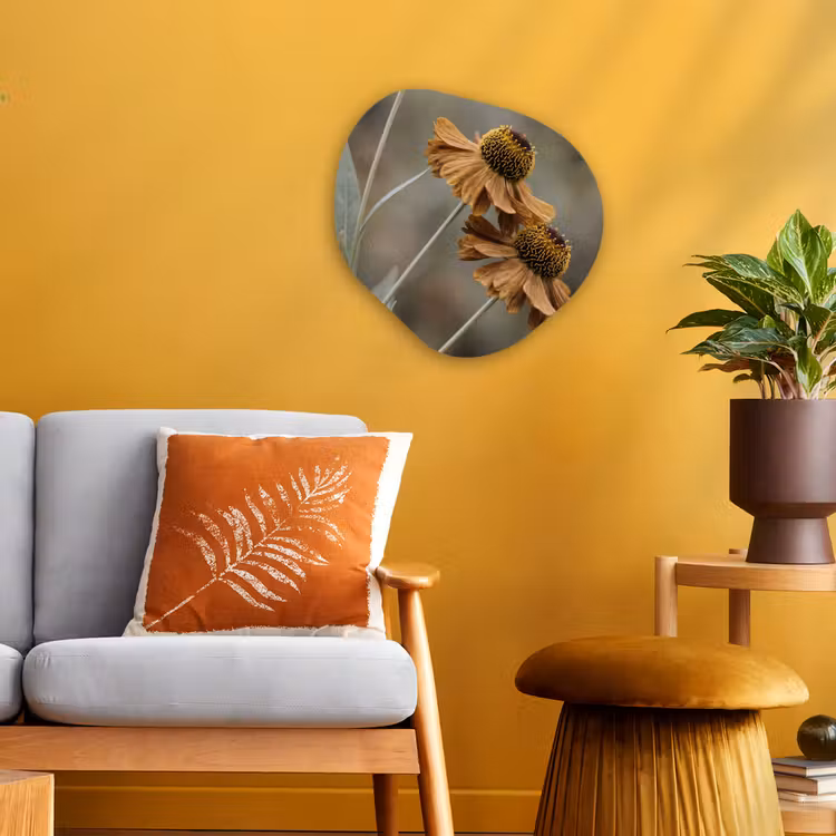 Organisch schilderij - Forex - Zonnehoed - Droogbloemen - Geel - Warm — 3
