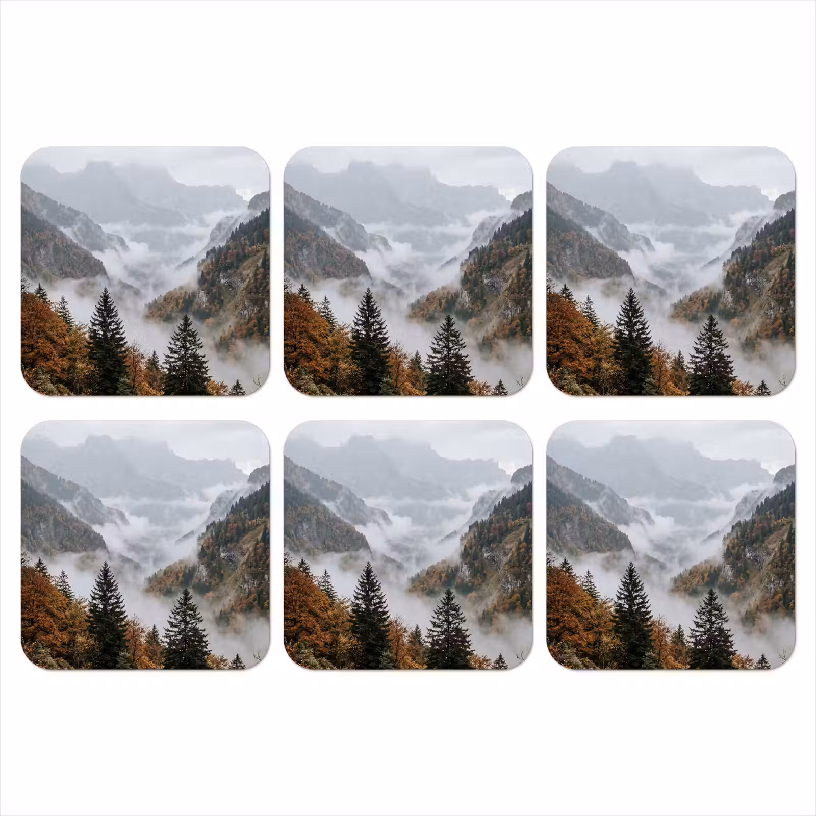 Onderzetter - Bergen - Vallei - Mist - Herfst - Natuur — 1