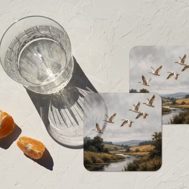 Onderzetter - Eenden - Rivier - Landschap - Vlucht - Nostalgisch — 2