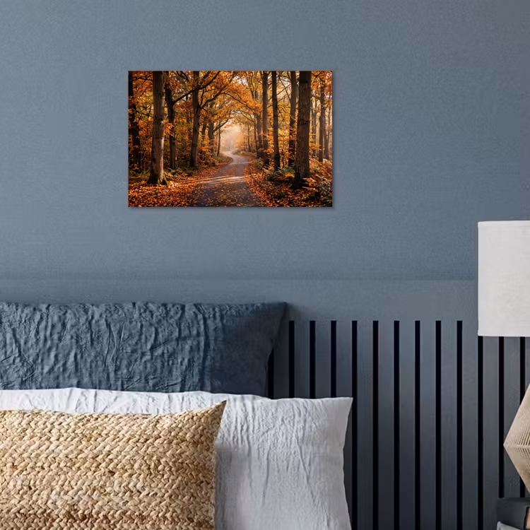 Poster - Bospad - Herfstbos - Bladeren - Oranje - Nostalgisch — 3