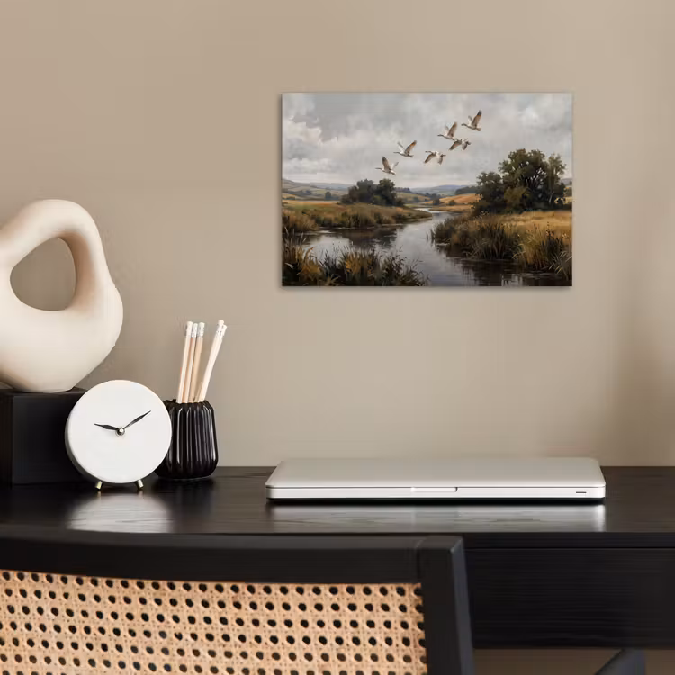 Poster - Eenden - Rivier - Landschap - Vlucht - Nostalgisch — 2
