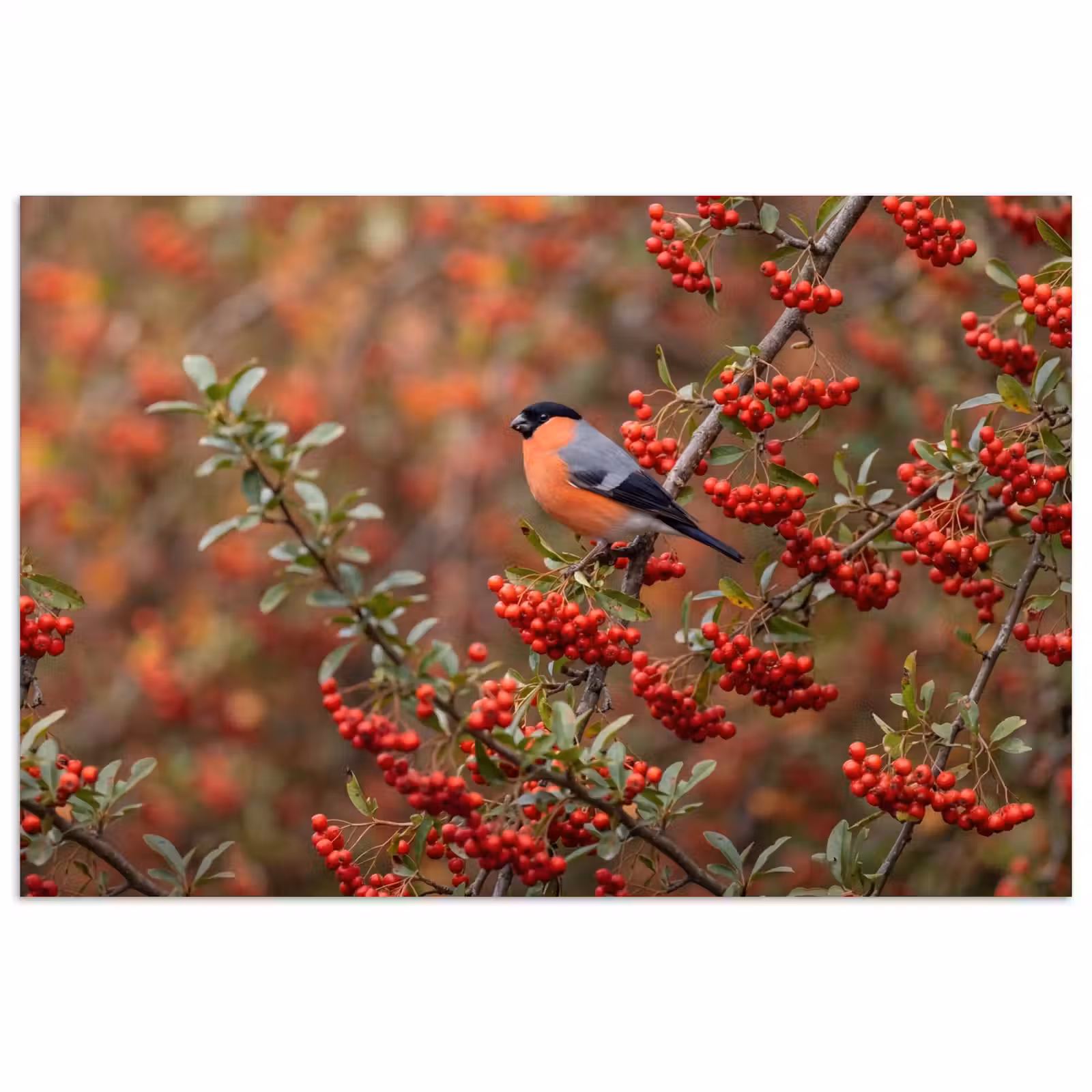 Poster - Goudvink - Bessen - Herfst - Natuur - Kleurrijk — 1