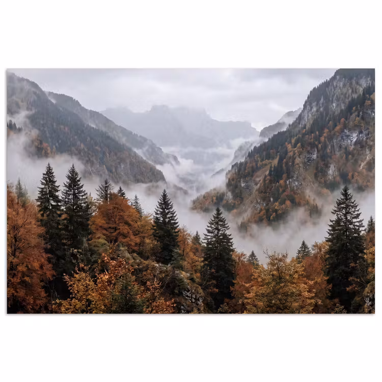 Poster - Bergen - Vallei - Mist - Herfst - Natuur
