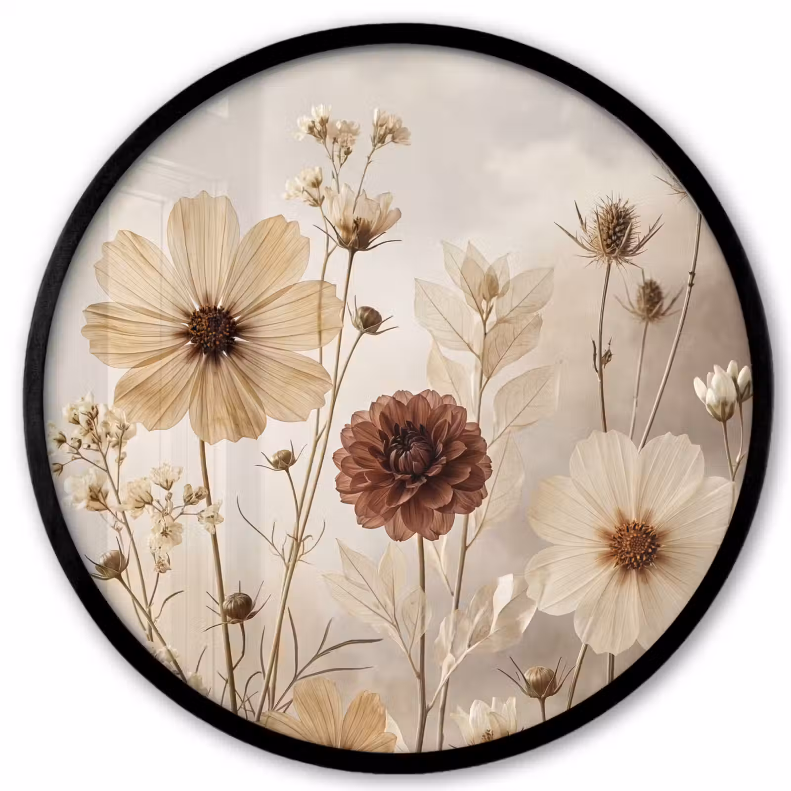 Ronde fotolijst - Wilde bloemen - Botanisch - Vintage - Natuur - Rustiek — 1