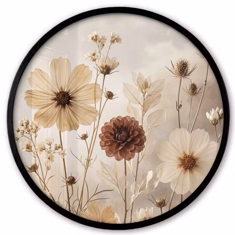 Ronde fotolijst - Wilde bloemen - Botanisch - Vintage - Natuur - Rustiek