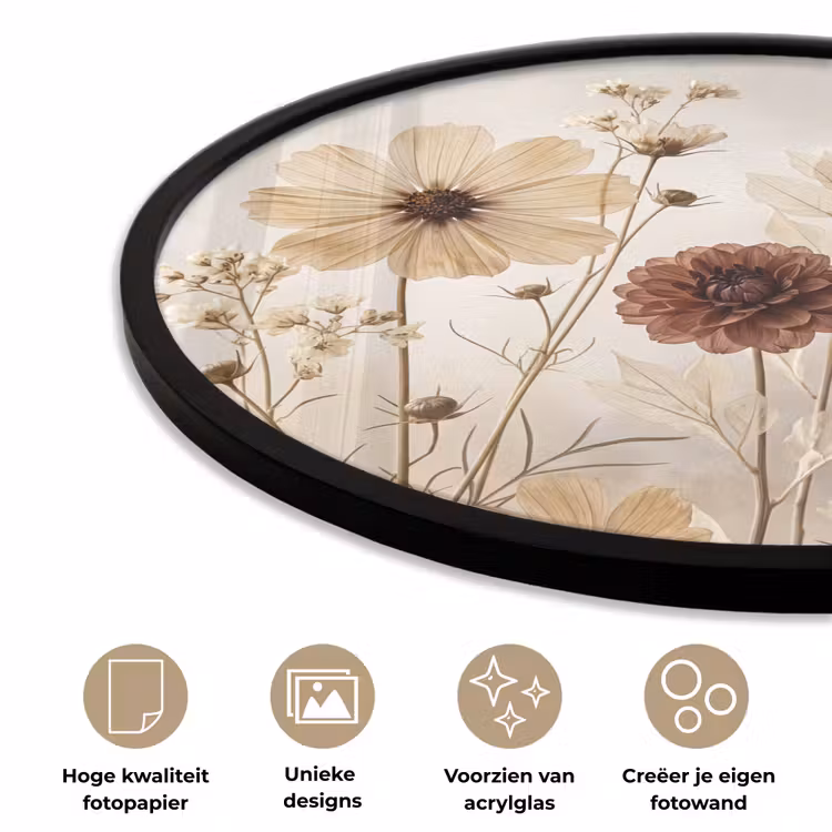 Ronde fotolijst - Wilde bloemen - Botanisch - Vintage - Natuur - Rustiek — 2