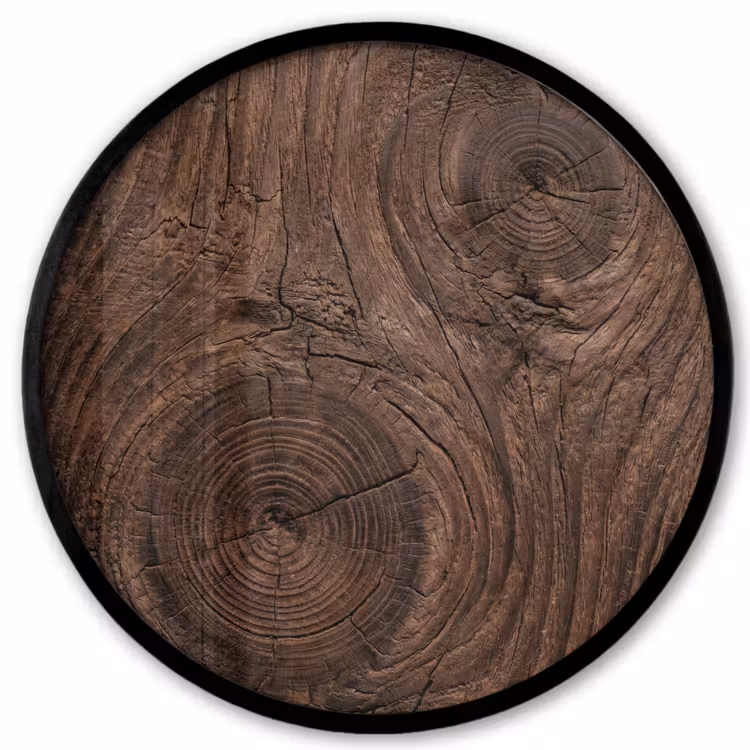 Ronde fotolijst - Houtnerf - Textuur - Patroon - Bruin - Rustiek