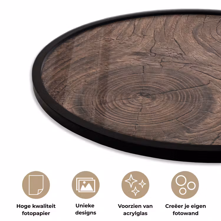 Ronde fotolijst - Houtnerf - Textuur - Patroon - Bruin - Rustiek — 2