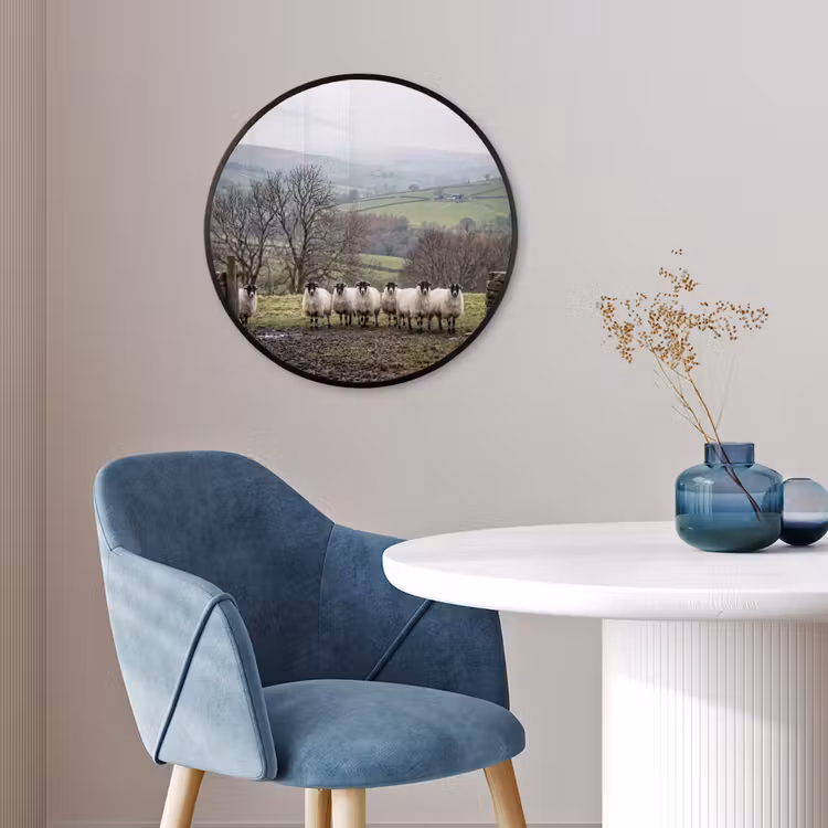 Ronde fotolijst - Schapen - Rij - Weide - Dieren - Platteland — 4