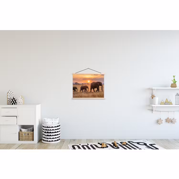 Schoolplaat - Olifanten - Savanne - Zonsondergang - Afrika - Warm — 3