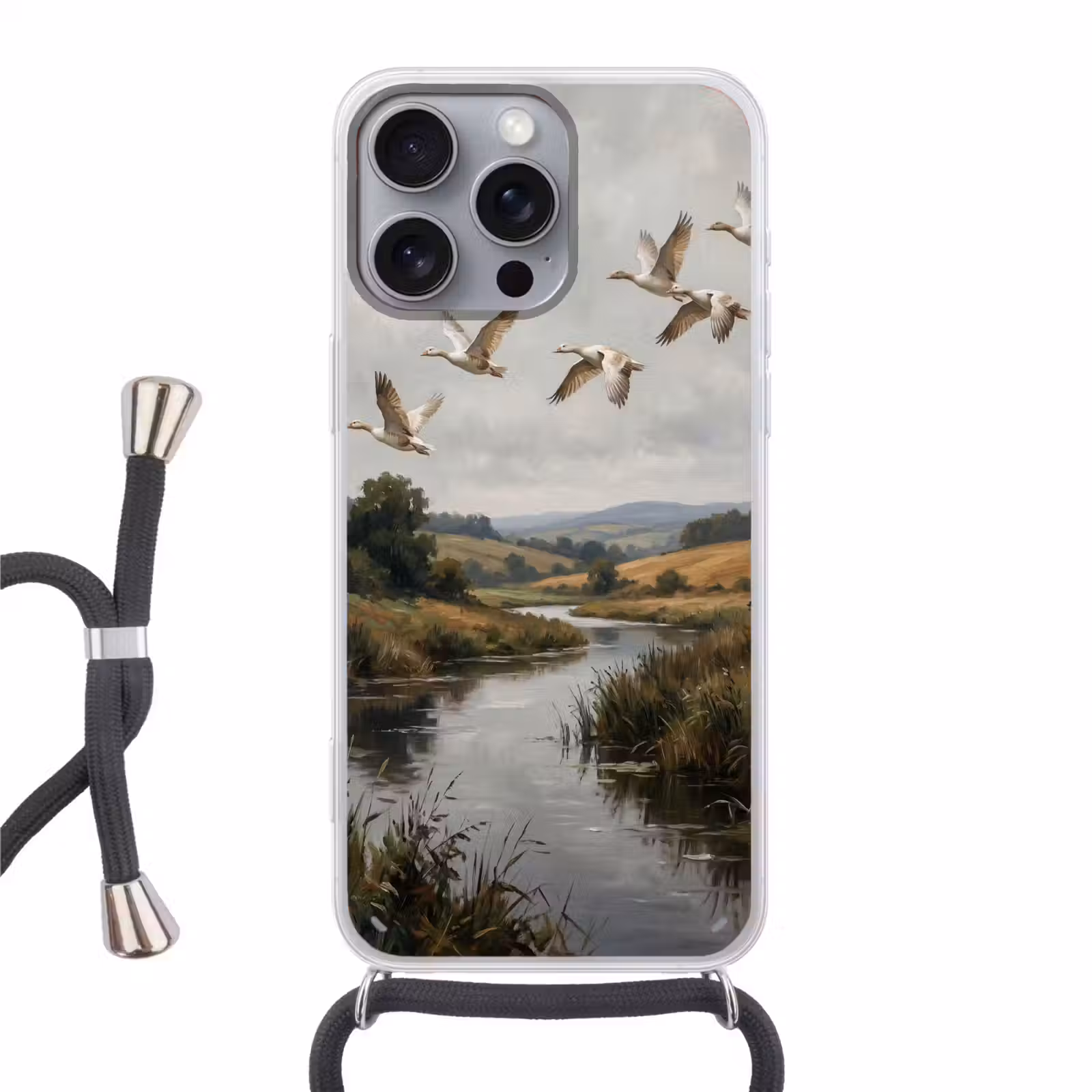 Telefoonhoesje met koord - Eenden - Rivier - Landschap - Vlucht - Nostalgisch — 1