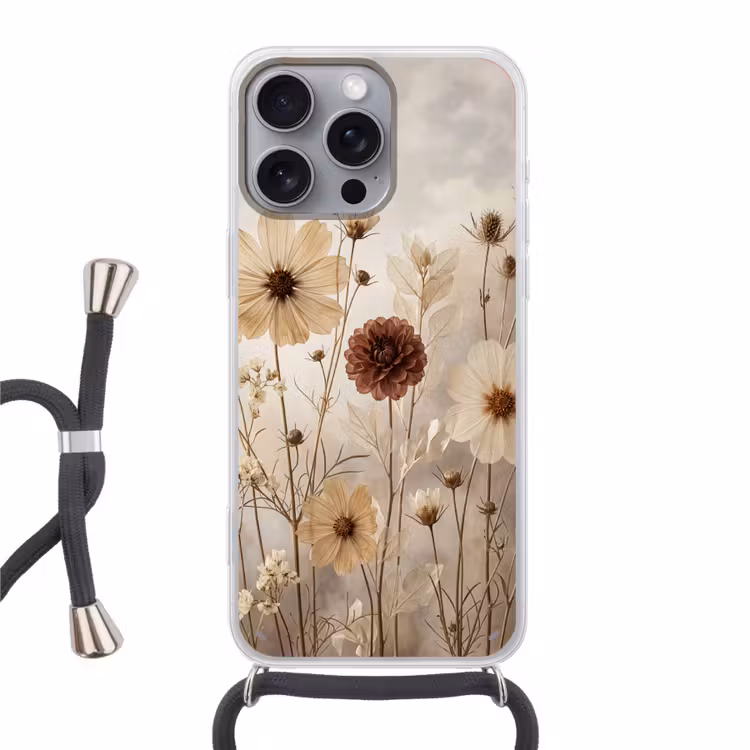 Telefoonhoesje met koord - Wilde bloemen - Botanisch - Vintage - Natuur - Rustiek