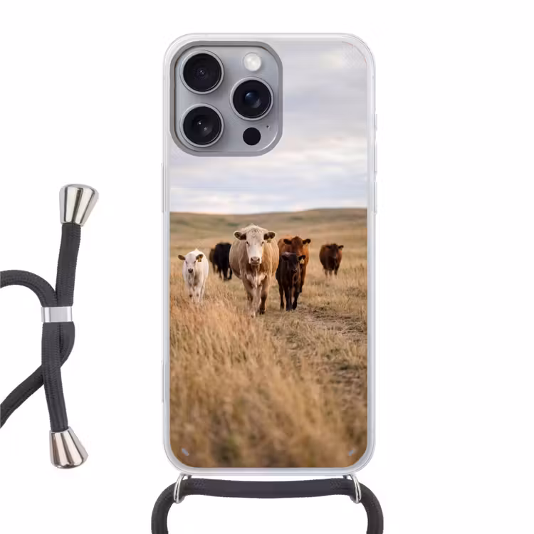 Telefoonhoesje met koord - Runderen - Kudde - Landschap - Weide - Rustig