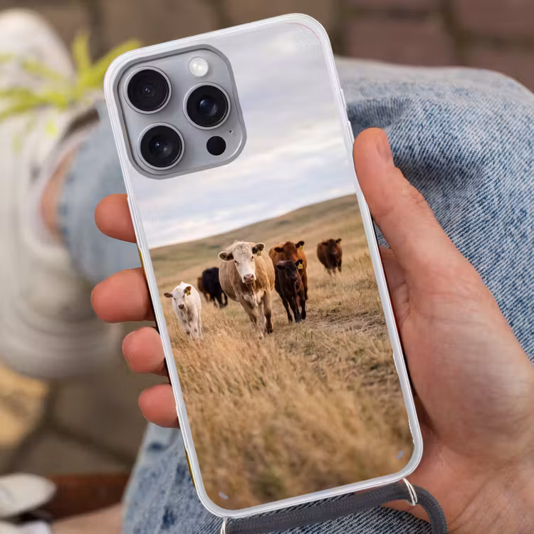 Telefoonhoesje met koord - Runderen - Kudde - Landschap - Weide - Rustig — 2