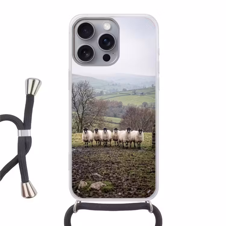 Telefoonhoesje met koord - Schapen - Rij - Weide - Dieren - Platteland