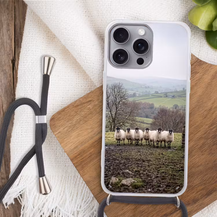 Telefoonhoesje met koord - Schapen - Rij - Weide - Dieren - Platteland — 3