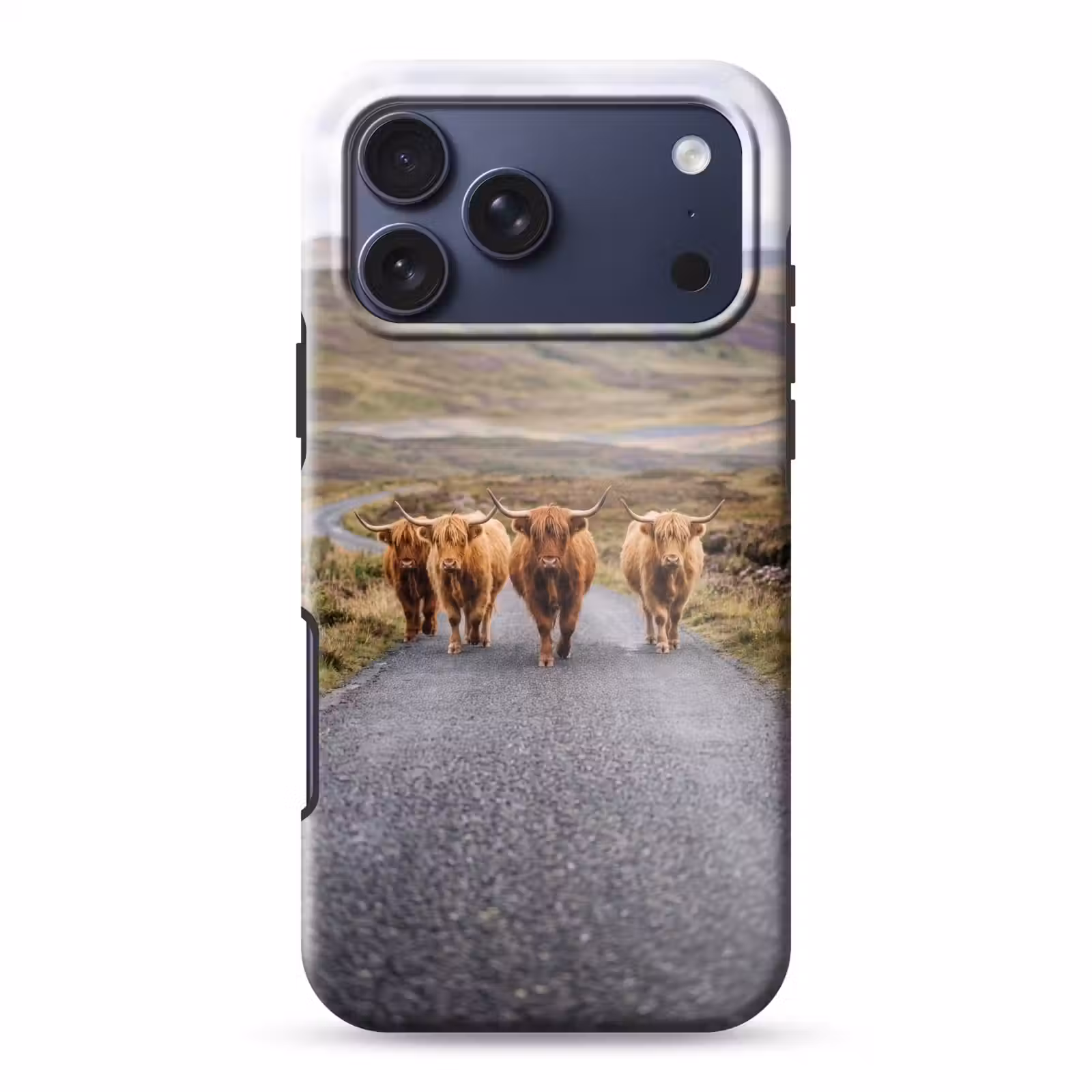 Telefoonhoesje Toughcase - Schotse Hooglanders - Weg - Landschap - Kudde — 1