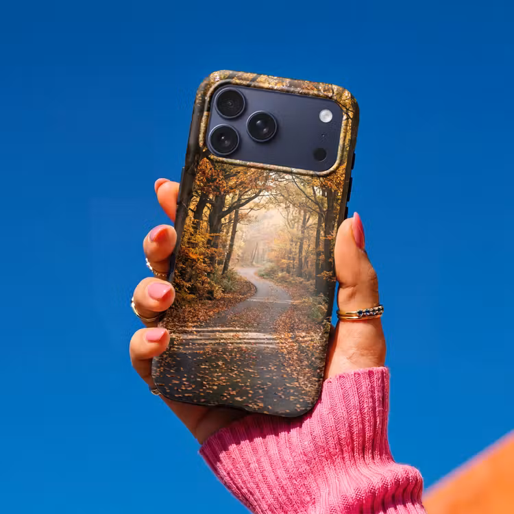 Telefoonhoesje Toughcase - Bospad - Herfstbos - Bladeren - Oranje - Nostalgisch — 2
