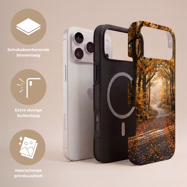 Telefoonhoesje Toughcase - Bospad - Herfstbos - Bladeren - Oranje - Nostalgisch — 3
