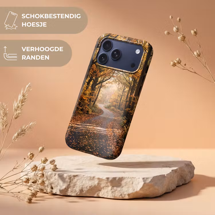Telefoonhoesje Toughcase - Bospad - Herfstbos - Bladeren - Oranje - Nostalgisch — 5