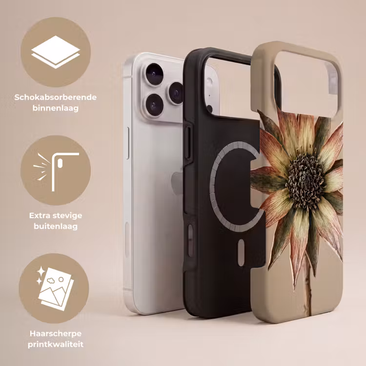 Telefoonhoesje Toughcase - Droogbloem - Protea - Vintage - Beige - Rustiek — 3