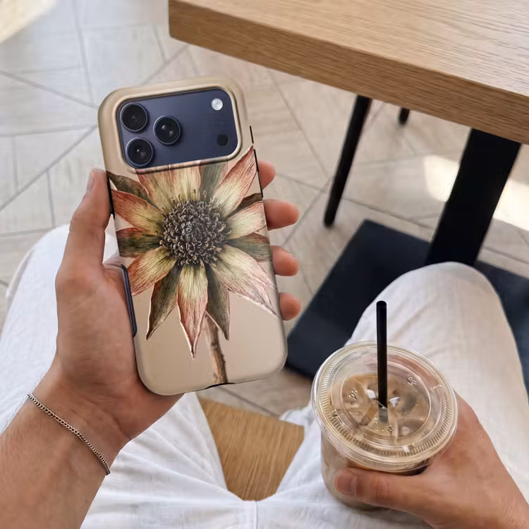 Telefoonhoesje Toughcase - Droogbloem - Protea - Vintage - Beige - Rustiek — 4