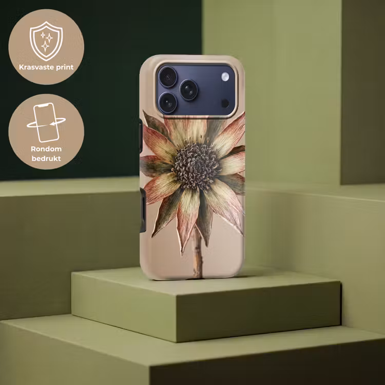 Telefoonhoesje Toughcase - Droogbloem - Protea - Vintage - Beige - Rustiek — 7