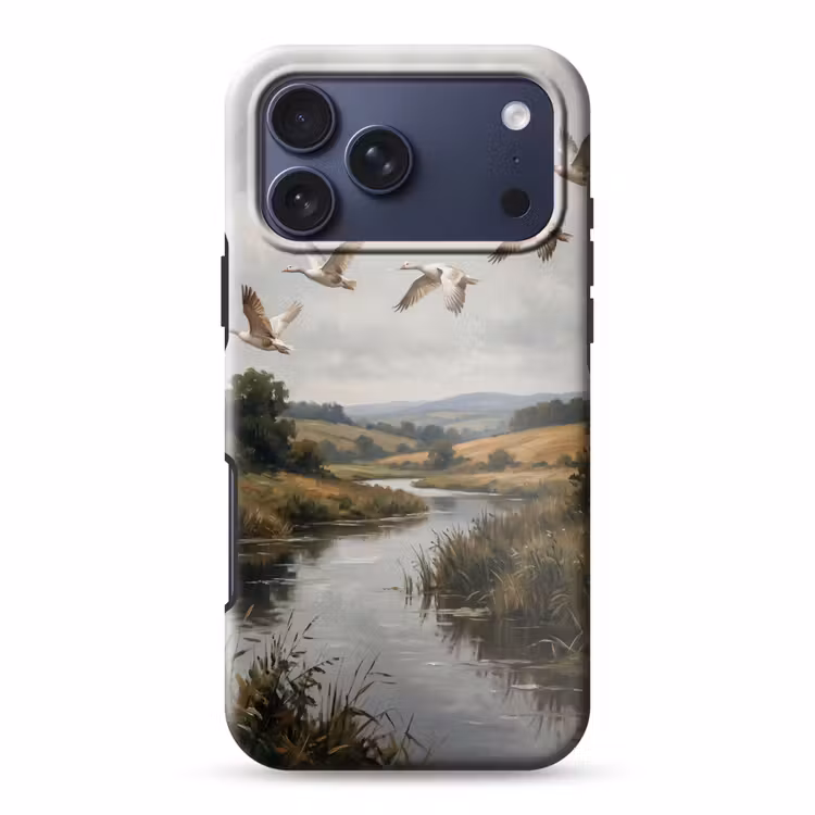 Telefoonhoesje Toughcase - Eenden - Rivier - Landschap - Vlucht - Nostalgisch