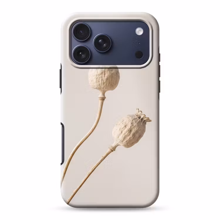 Telefoonhoesje Toughcase - Papaverbollen - Droogbloemen - Minimalistisch - Beige - Rustig