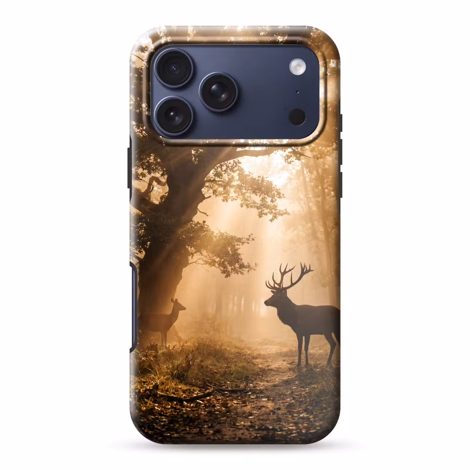 Telefoonhoesje Toughcase - Hert - Bos - Mistig - Natuur - Goud — 1