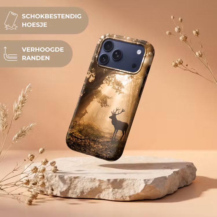 Telefoonhoesje Toughcase - Hert - Bos - Mistig - Natuur - Goud — 5