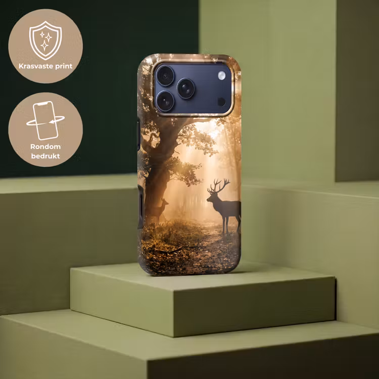 Telefoonhoesje Toughcase - Hert - Bos - Mistig - Natuur - Goud — 7