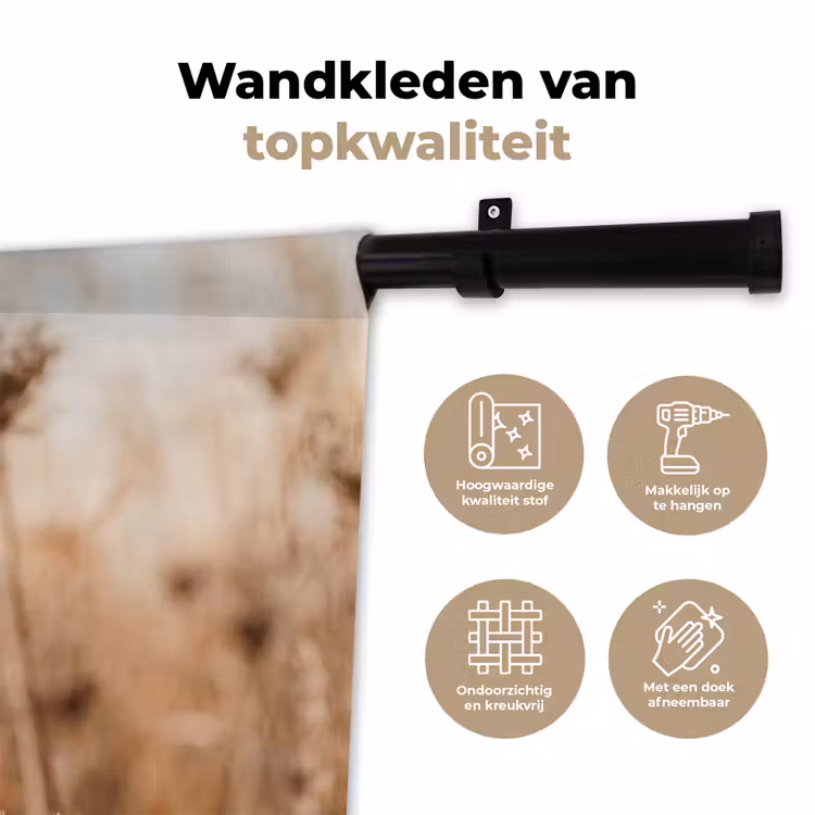 Wandkleed - Schermbloem - Droogbloem - Winter - Beige - Minimalistisch — 3