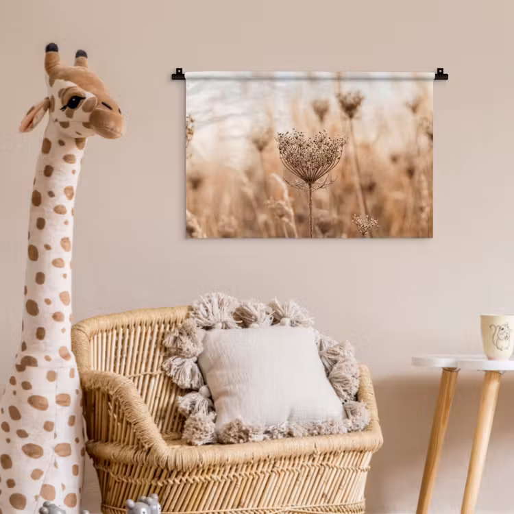 Wandkleed - Schermbloem - Droogbloem - Winter - Beige - Minimalistisch — 5