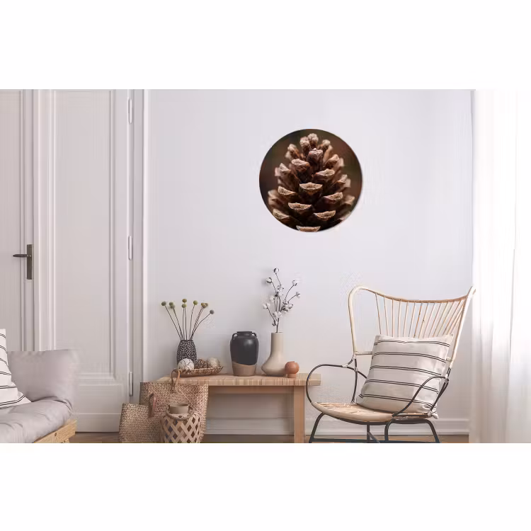 Wandcirkel - Aluminium - Dennenappel - Bos - Herfst - Bruin - Sfeervol — 2